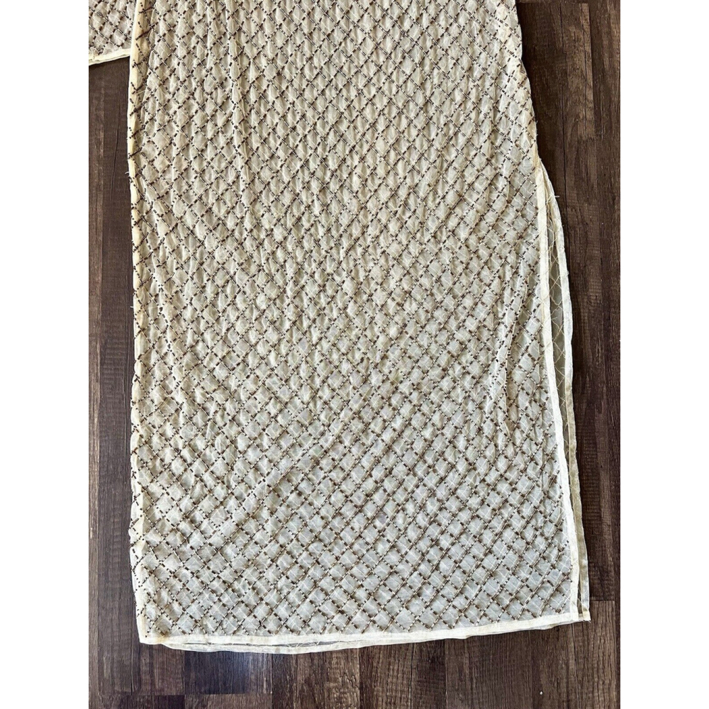 Anthropologie Sheer Maxi Beaded Column Dress Light sand Brown Size Medium - Picture 3 of 9